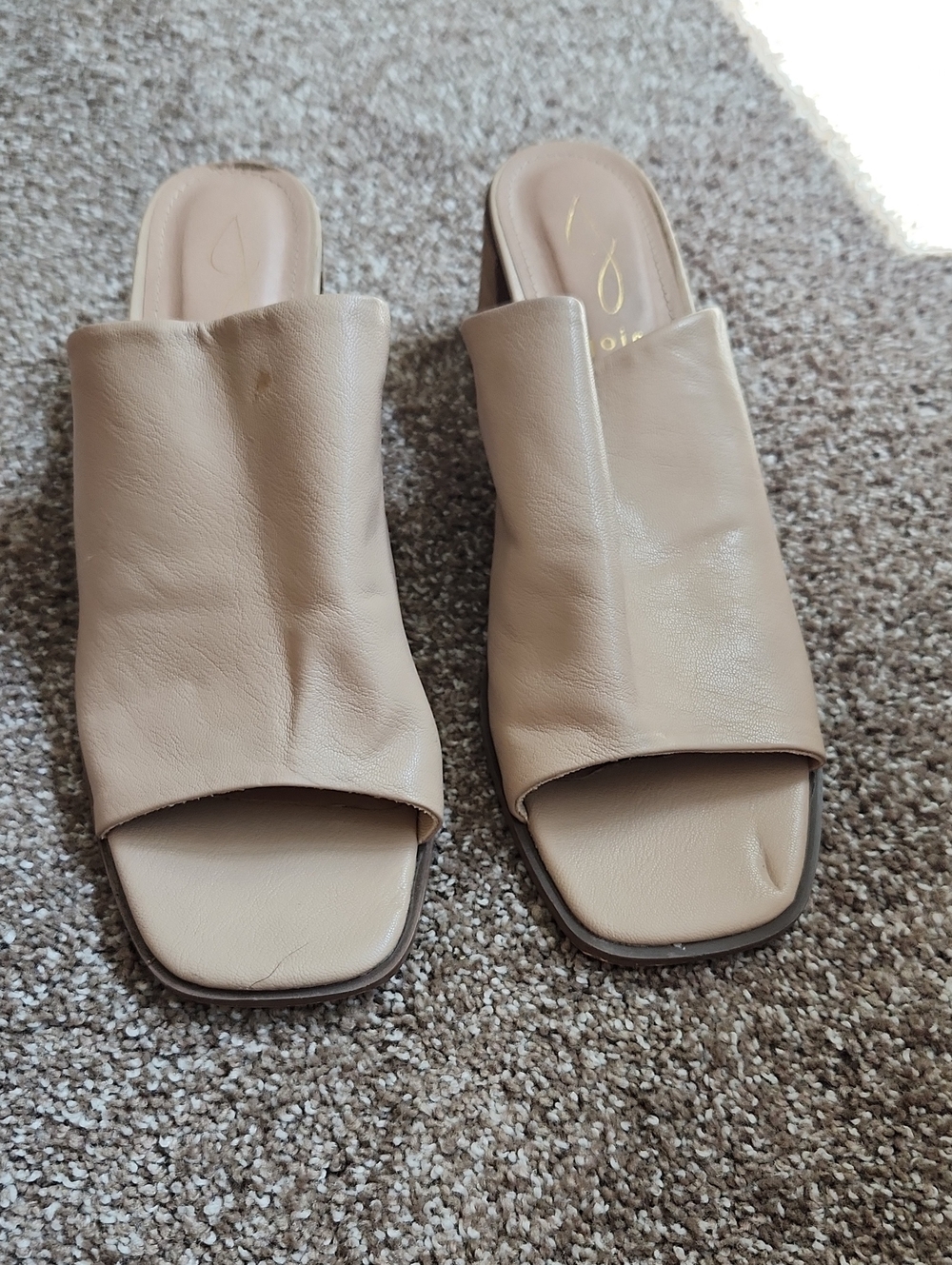 Joie Beige Open-Toe Slip-On Mules